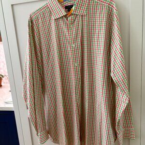 Men's Lilly Pulitzer Button-down Shirt, Pink and Green check, Size XXL